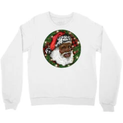 African American Santa Christmas Crewneck Sweatshirt -Santa Clothing Shop pd.2526590826.32.25093934.s3.1 front white ffffff none x0y0 124 800x800 1