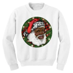 African American Santa Christmas Youth Sweatshirt -Santa Clothing Shop pd.2526590856.52.25093934.s3.1 front white ffffff none x0y0 169 800x800 1