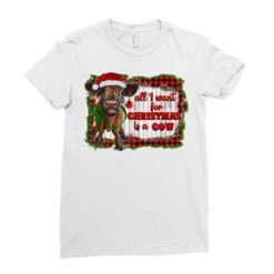 All I Want For Christmas Is A Cow Ladies Fitted T-Shirt -Santa Clothing Shop pd.2526591085.36.25093933.s3.1 front white ffffff none x0y0 154 800x800 1