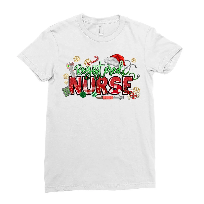 Registered Nurse Christmas Ladies Fitted T-Shirt 3 Registered Nurse Christmas Ladies Fitted T-Shirt - Image 3