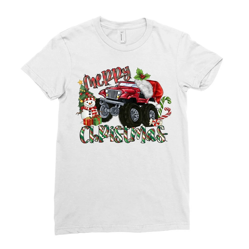Merry Christmas Monster Truck Ladies Fitted T-Shirt 3 Merry Christmas Monster Truck Ladies Fitted T-Shirt - Image 3