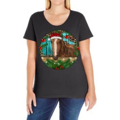 Brown Horse Christmas Ladies Curvy T-Shirt
