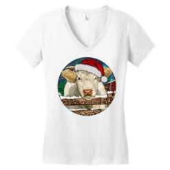Charolais Cow Christmas Women's V-Neck T-Shirt 7 Charolais Cow Christmas Women's V-Neck T-Shirt -Santa Clothing Shop pd.2526673395.72.25095076.s3.1 front white ffffff none x0y0 138 800x800 1