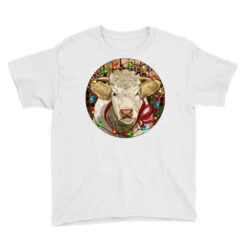 Charolais Heifer Christmas Youth Tee -Santa Clothing Shop pd.2526673662.37.25095078.s3.1 front white ffffff none x0y0 129 800x800 1