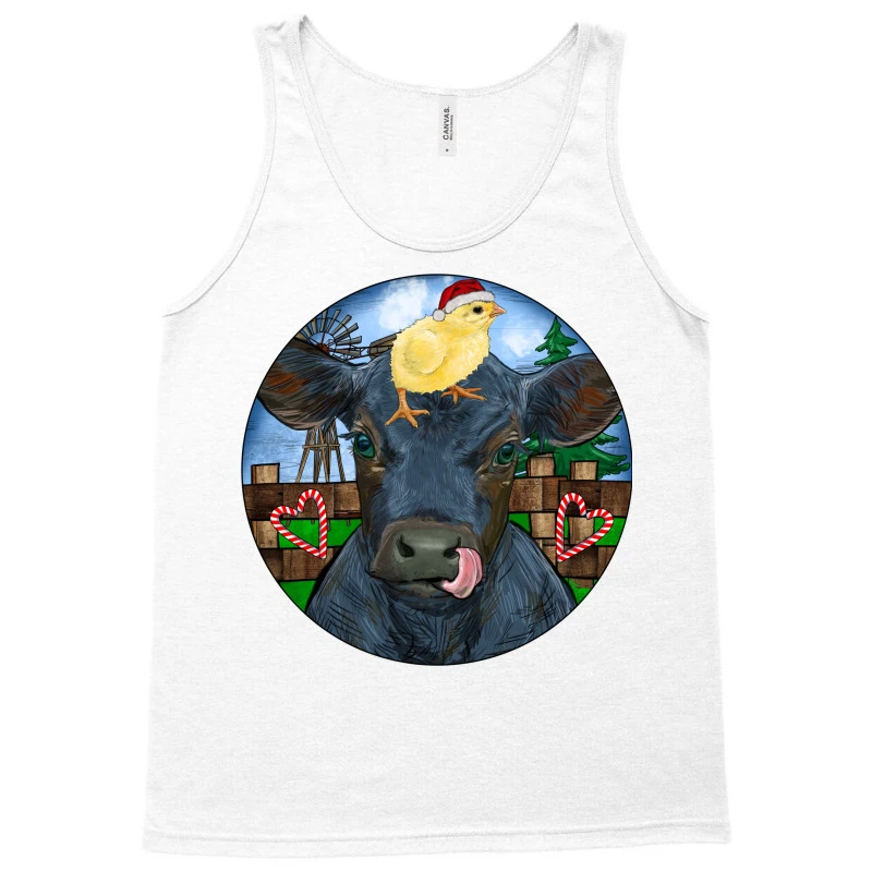 Black Angus Cattle With Santa Chick Christmas Tank Top 3 Black Angus Cattle With Santa Chick Christmas Tank Top - Image 3