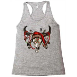 Western Christmas Bull Skull Racerback Tank -Santa Clothing Shop pd.2526678017.45.25095111.s3.1 front grey ffffff none x0y0 144 800x800 1