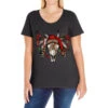 Western Christmas Bull Skull Ladies Curvy T-Shirt
