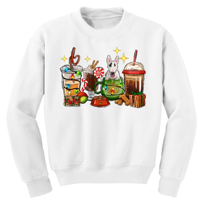Christmas Coffee Cups With Bull Terrier Youth Sweatshirt 3 Christmas Coffee Cups With Bull Terrier Youth Sweatshirt - Image 3