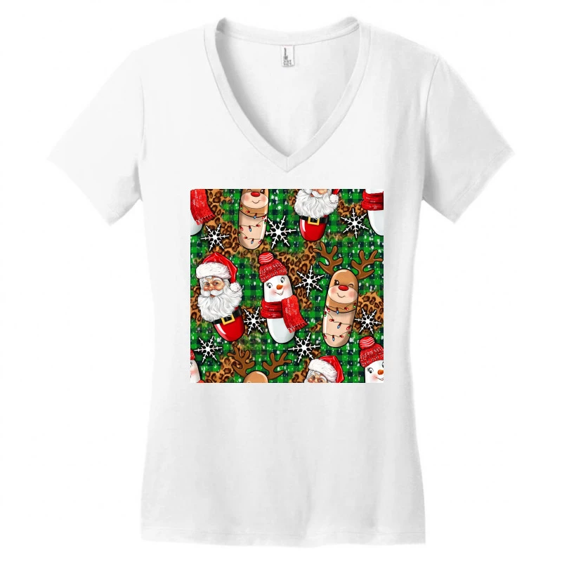Pharmacy Christmas Seamless Digital Paper Women's V-Neck T-Shirt 3 Pharmacy Christmas Seamless Digital Paper Women's V-Neck T-Shirt - Image 3