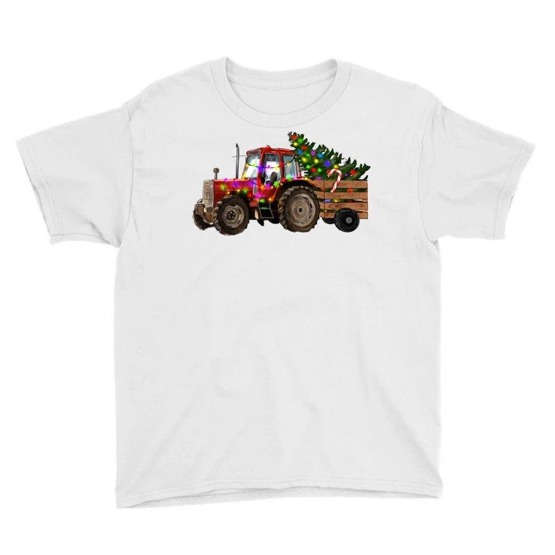 Christmas Farm Tractor Youth Tee 3 Christmas Farm Tractor Youth Tee - Image 3