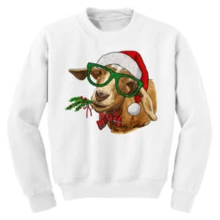 Christmas Glasses Goat Youth Sweatshirt -Santa Clothing Shop pd.2526694668.52.25095193.s3.1 front white ffffff none x0y0 169 800x800 1