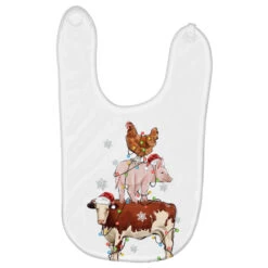 Merry Christmas Farm Animals Baby Bibs