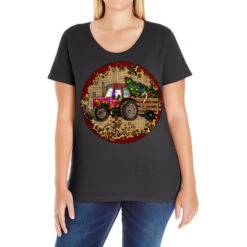 Christmas Tractor Ladies Curvy T-Shirt