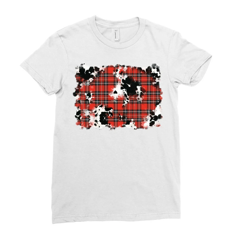 Christmas Plaid Cowhide Pattern Background Ladies Fitted T-Shirt 3 Christmas Plaid Cowhide Pattern Background Ladies Fitted T-Shirt - Image 3