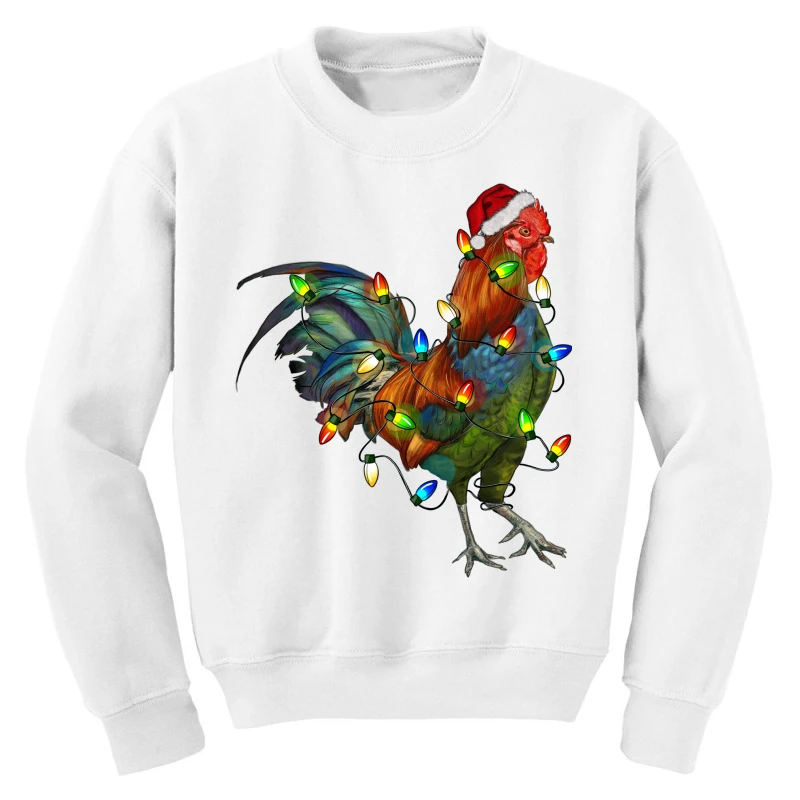 Christmas Lights Rooster Youth Sweatshirt 3 Christmas Lights Rooster Youth Sweatshirt - Image 3