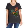 Christmas Lights Rooster Ladies Curvy T-Shirt