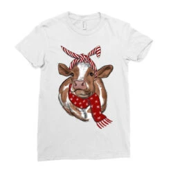 Christmas Heifer With Scarf Ladies Fitted T-Shirt -Santa Clothing Shop pd.2526708449.36.25095347.s3.1 front white ffffff none x9.5y0 135 800x800 1