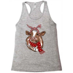 Christmas Heifer With Scarf Racerback Tank -Santa Clothing Shop pd.2526708460.45.25095347.s3.1 front grey ffffff none x14.5y0 115 800x800 1
