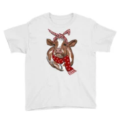 Christmas Heifer With Scarf Youth Tee -Santa Clothing Shop pd.2526708470.37.25095347.s3.1 front white ffffff none x11.5y0 106 800x800 1
