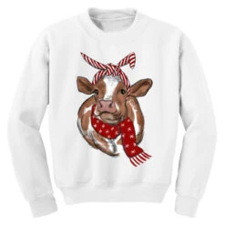 Christmas Heifer With Scarf Youth Sweatshirt -Santa Clothing Shop pd.2526708477.52.25095347.s3.1 front white ffffff none x14y0 141 800x800 1