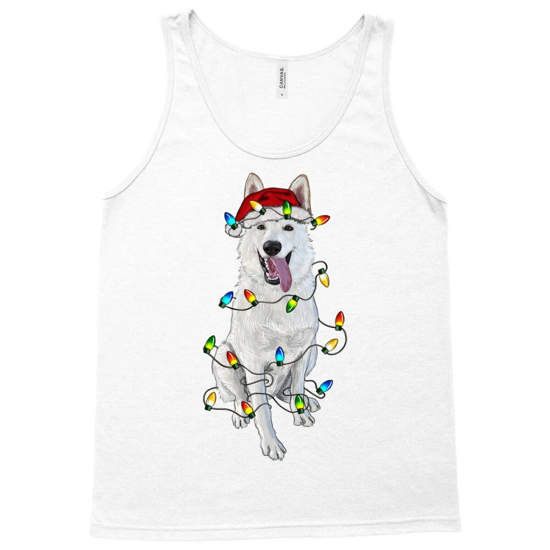 Christmas White Shepherd With Christmas Lights Tank Top 3 Christmas White Shepherd With Christmas Lights Tank Top - Image 3