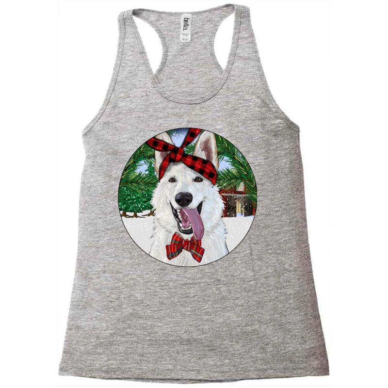 Christmas White Shepherd With Cowhide Racerback Tank 3 Christmas White Shepherd With Cowhide Racerback Tank - Image 3