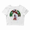 Christmas White Shepherd With Cowhide Crop Top