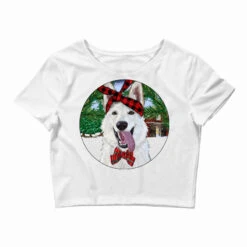 Christmas White Shepherd With Cowhide Crop Top