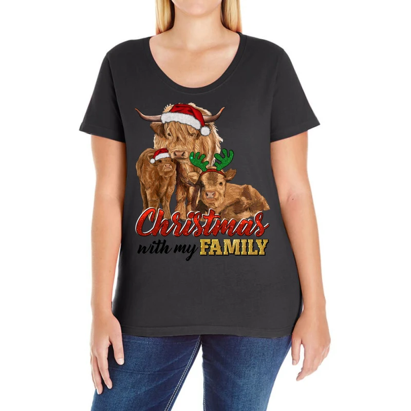 Cow And Calves Christmas With My Family Ladies Curvy T-Shirt 1 Cow And Calves Christmas With My Family Ladies Curvy T-Shirt