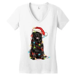 Christmas Newfoundland Dog Women's V-Neck T-Shirt -Santa Clothing Shop pd.2526737407.72.25093824.s3.1 front white ffffff none x6y0 126 800x800 1