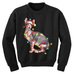 Christmas Sphynx Cat Youth Sweatshirt -Santa Clothing Shop pd.2526739266.52.25093240.s3.1 front black ffffff none x2.5y0 164 800x800 1