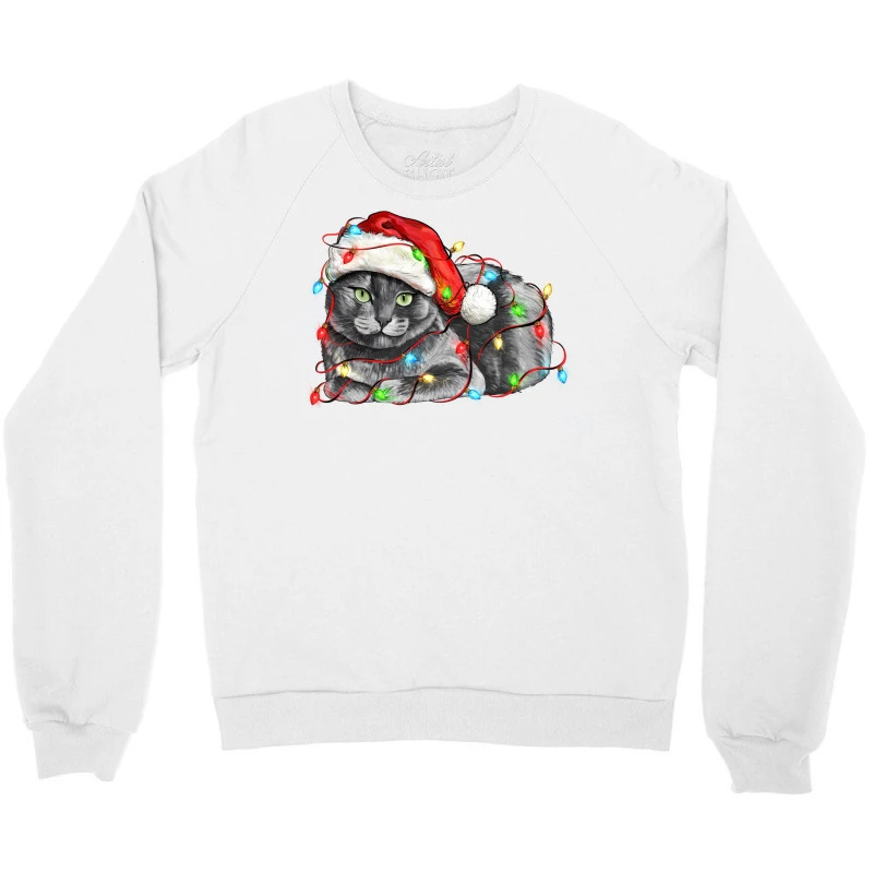 Christmas Russian Blue Cat Crewneck Sweatshirt 3 Christmas Russian Blue Cat Crewneck Sweatshirt - Image 3