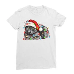 Christmas Russian Blue Cat Ladies Fitted T-Shirt -Santa Clothing Shop pd.2526740096.36.25093239.s3.1 front white ffffff none x0y0 154 800x800 1