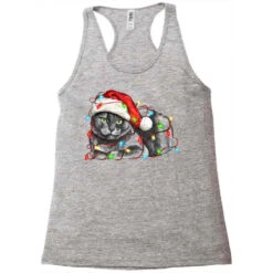 Christmas Russian Blue Cat Racerback Tank -Santa Clothing Shop pd.2526740106.45.25093239.s3.1 front grey ffffff none x0y0 144 800x800 1