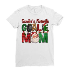 Santa's Favorite Hockey Goalie Mom Christmas Ladies Fitted T-Shirt -Santa Clothing Shop pd.2526772260.36.25095470.s3.1 front white ffffff none x0y0 154 800x800 1