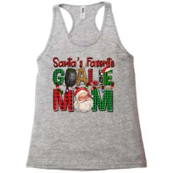 Santa's Favorite Hockey Goalie Mom Christmas Racerback Tank -Santa Clothing Shop pd.2526772271.45.25095470.s3.1 front grey ffffff none x0y0 144 800x800 1