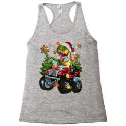 Christmas T-rex With Monster Truck Racerback Tank -Santa Clothing Shop pd.2526776645.45.25096777.s3.1 front grey ffffff none x3y0 138 800x800 1