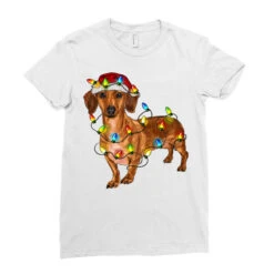 Dachshund Christmas Lights Ladies Fitted T-Shirt -Santa Clothing Shop pd.2526777603.36.25096830.s3.1 front white ffffff none x0y0 154 800x800 1