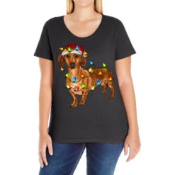 Dachshund Christmas Lights Ladies Curvy T-Shirt