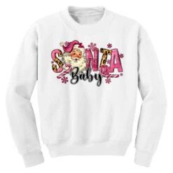 Santa Baby Pink Christmas Youth Sweatshirt -Santa Clothing Shop pd.2526781415.52.25096758.s3.1 front white ffffff none x0y0 169 800x800 1