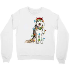Husky Christmas Lights Crewneck Sweatshirt -Santa Clothing Shop pd.2526781707.32.25096940.s3.1 front white ffffff none x0y0 124 800x800 1