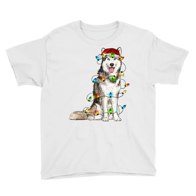 Husky Christmas Lights Youth Tee 3 Husky Christmas Lights Youth Tee - Image 3