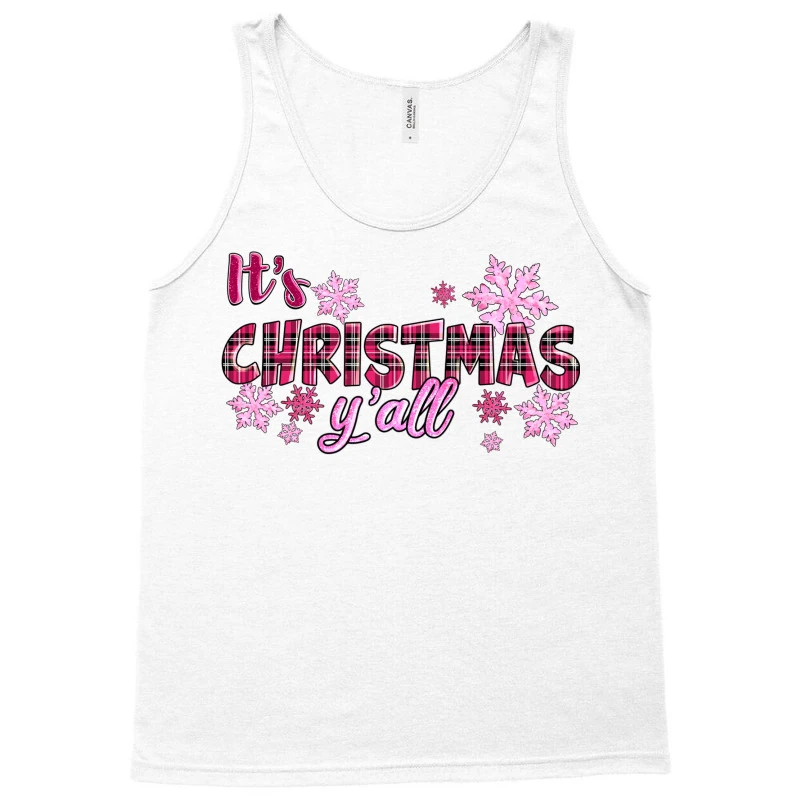 It's Christmas Y'all Season Pink Christmas Tank Top 3 It's Christmas Y'all Season Pink Christmas Tank Top - Image 3