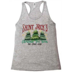 Saint Nick's Christmas Tree Farm Racerback Tank -Santa Clothing Shop pd.2526784498.45.25095492.s3.1 front grey ffffff none x0y0 144 800x800 1