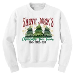 Saint Nick's Christmas Tree Farm Youth Sweatshirt -Santa Clothing Shop pd.2526784515.52.25095492.s3.1 front white ffffff none x0y0 169 800x800 1