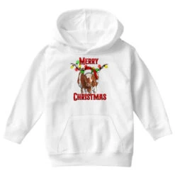 Merry Christmas Longhorn Cow Youth Hoodie -Santa Clothing Shop pd.2526787710.53.25097054.s3.1 front white ffffff none x11.5y0 90 800x800 1