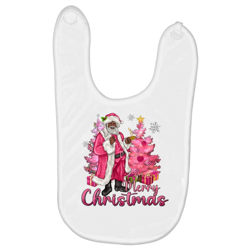 Pink Merry Christmas Black Santa Baby Bibs 1 Pink Merry Christmas Black Santa Baby Bibs