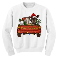Merry Christmas Truck Farm Animals Youth Sweatshirt -Santa Clothing Shop pd.2526788613.52.25097064.s3.1 front white ffffff none x0y0 169 800x800 1