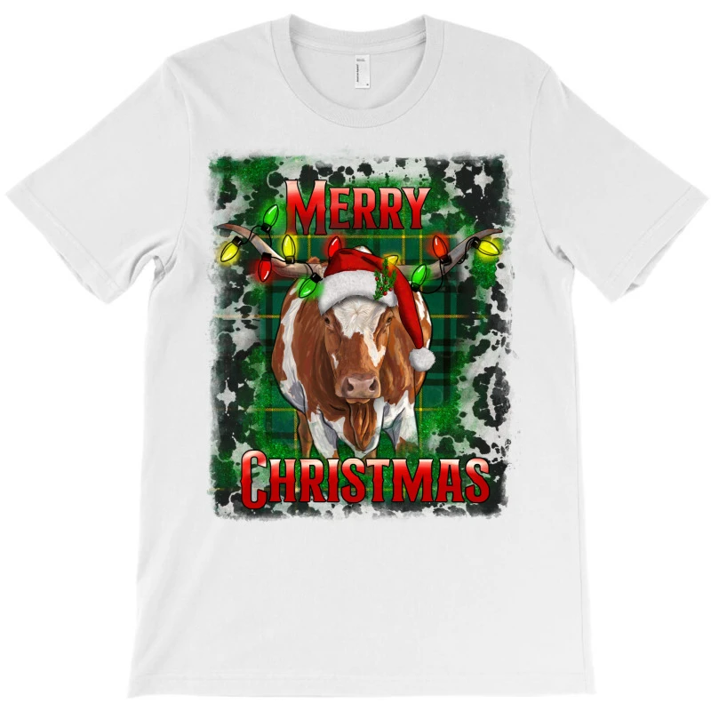 Western Merry Christmas Longhorn Cow T-Shirt 3 Western Merry Christmas Longhorn Cow T-Shirt - Image 3
