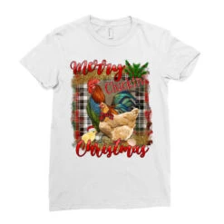 Merry Cluckin' Christmas Ladies Fitted T-Shirt -Santa Clothing Shop pd.2526792357.36.25097095.s3.1 front white ffffff none x0y0 154 800x800 1